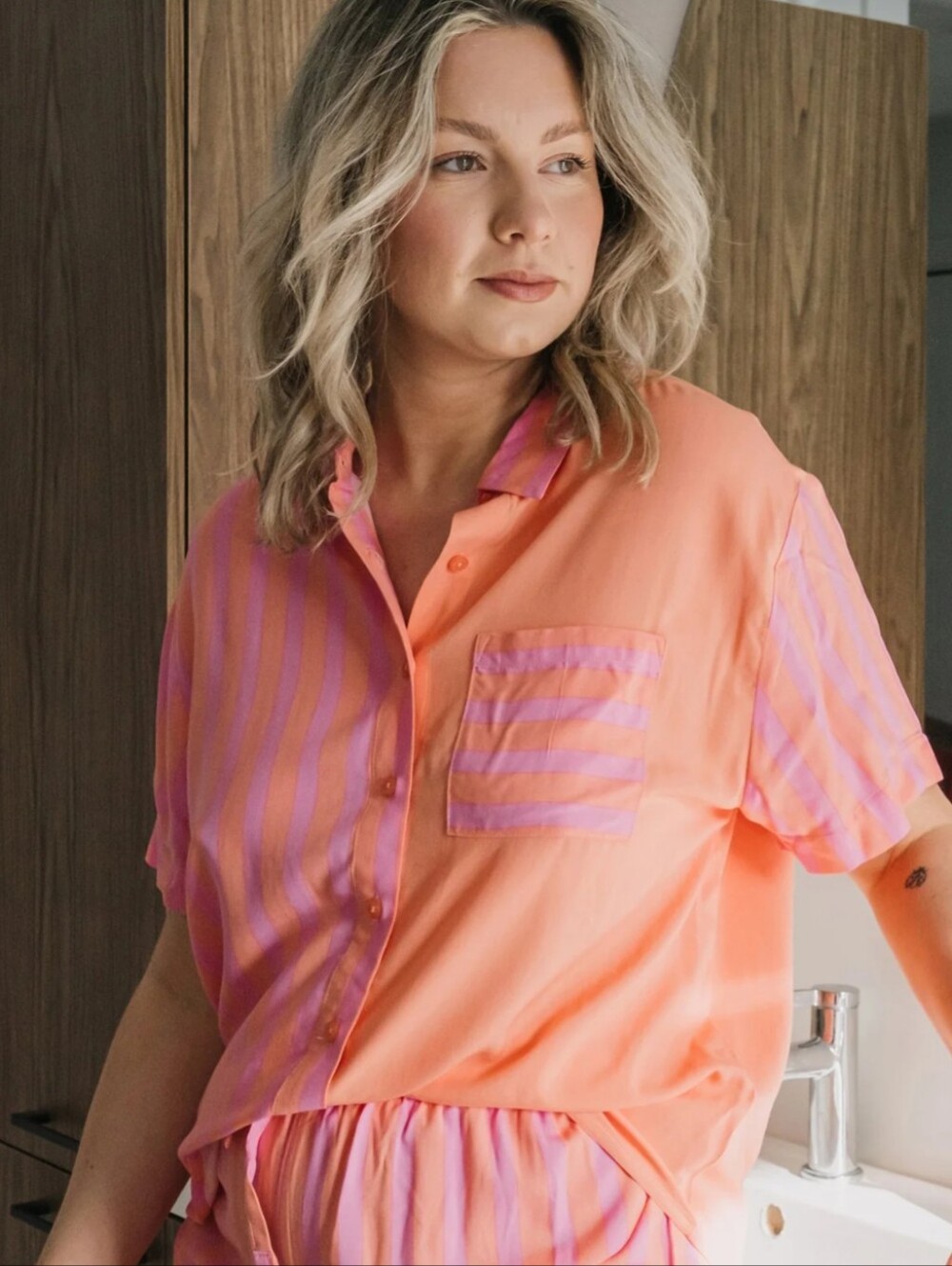 Yarn & Sea Sleep Orange & Pink Pajama Top XS
